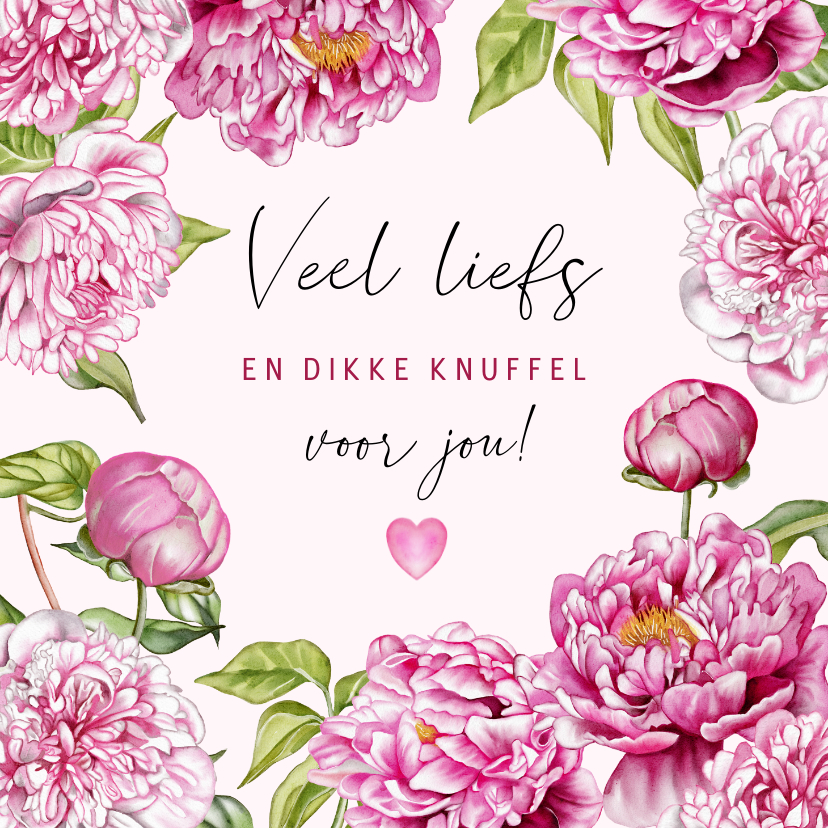 Wenskaarten - Wenskaart pioenrozen roze