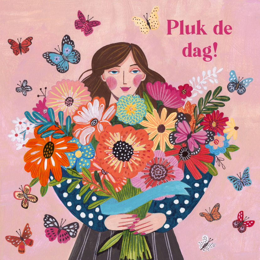 Wenskaarten - Wenskaartje pluk de dag bloemen boeket voor jou