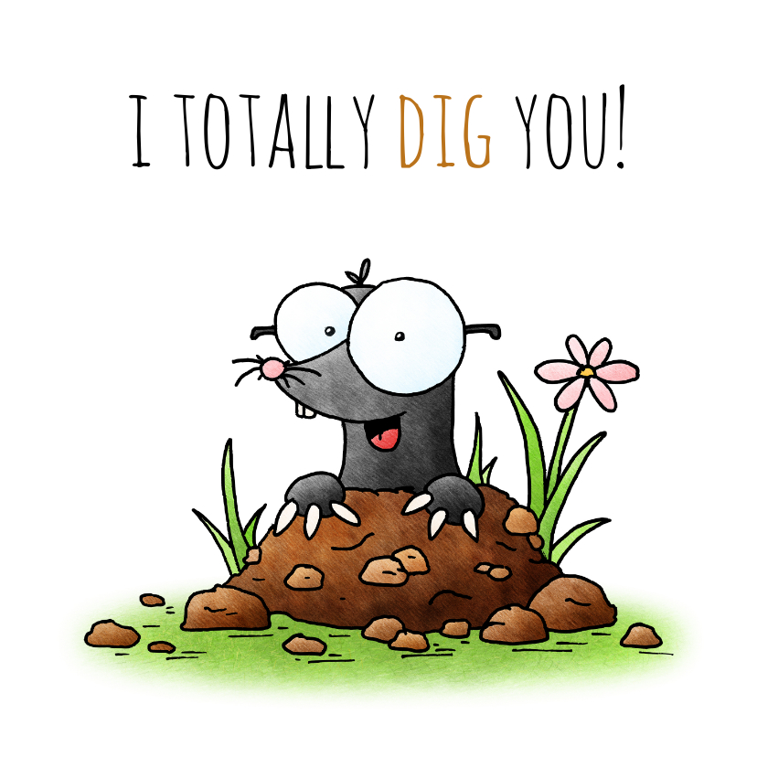 Wenskaarten - Zomaar kaart mol - I totally dig you!