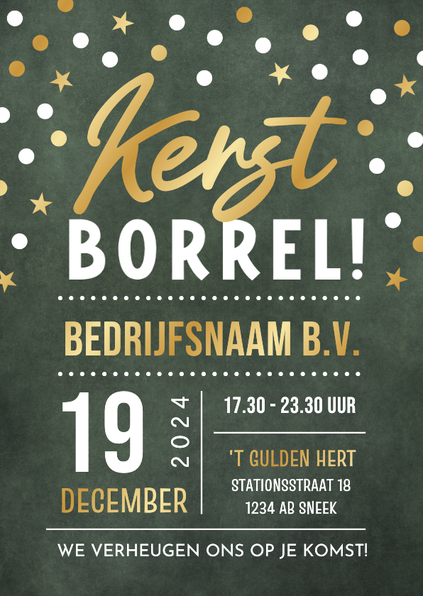 Zakelijke kerstkaarten - Feestelijke uitnodiging kerstborrel zakelijk met foliedruk