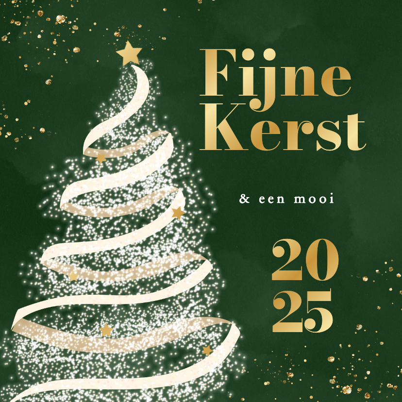 Zakelijke kerstkaarten - Groene zakelijke kerstkaart met kerstboom goudfolie