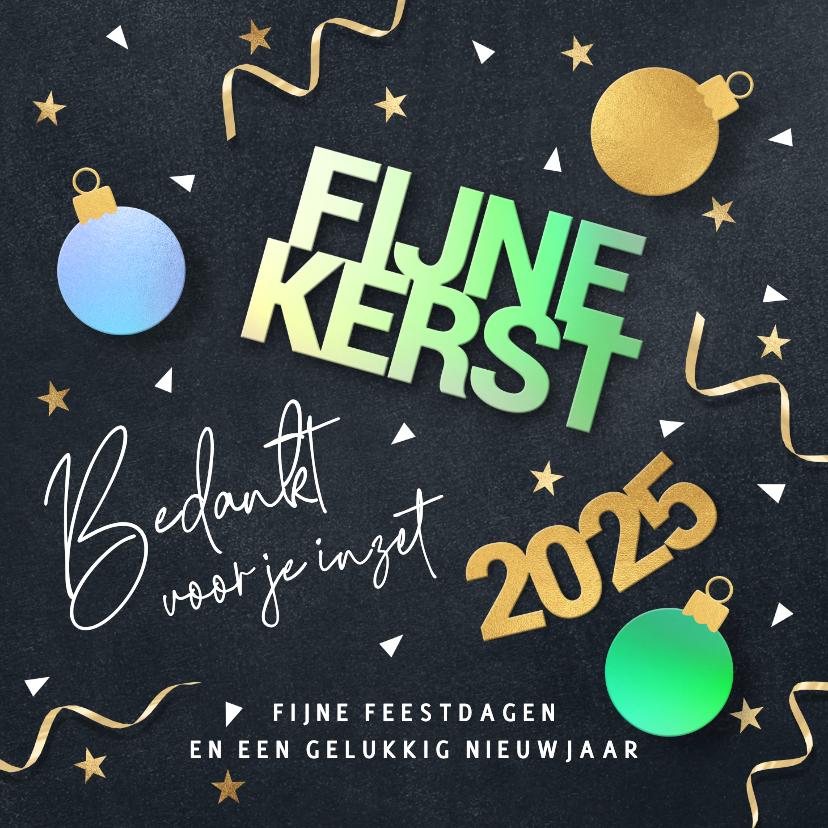 Zakelijke kerstkaarten - Hip zakelijk kerstkaartje bedankt medewerker