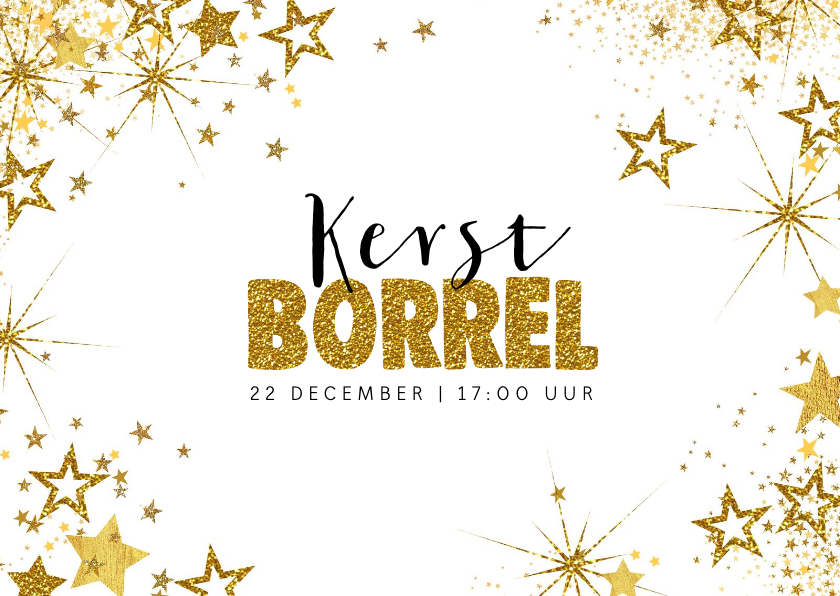 Zakelijke kerstkaarten - Kerst feestelijke uitnodiging kerstborrel wit-goud