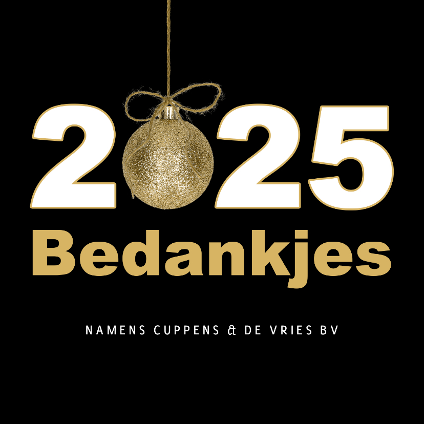 Zakelijke kerstkaarten - Kerstkaart 2025 bedankjes goud