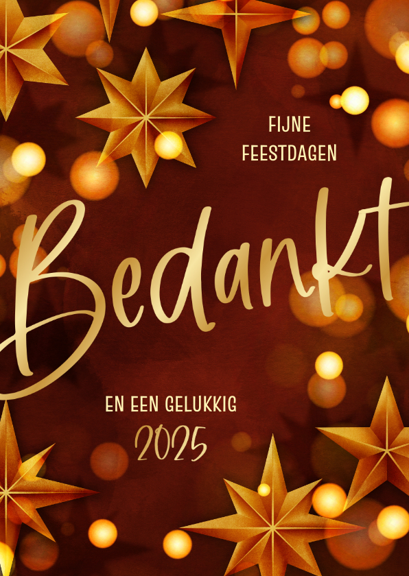 Zakelijke kerstkaarten - Kerstkaart modern zakelijk bedankt sterren goud rood