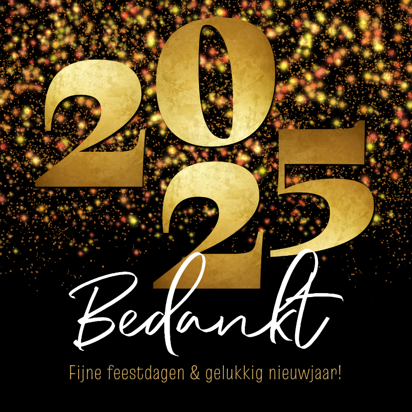 Zakelijke kerstkaarten - Kerstkaart zakelijk bedankt 2025 goud sparkles