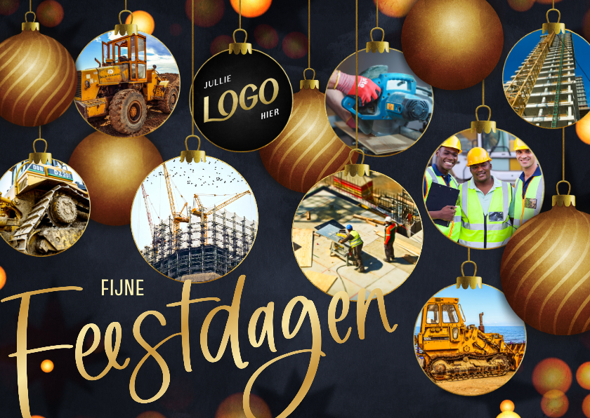 Zakelijke kerstkaarten - Moderne zakelijke kerstkaart kerstballen fotocollage