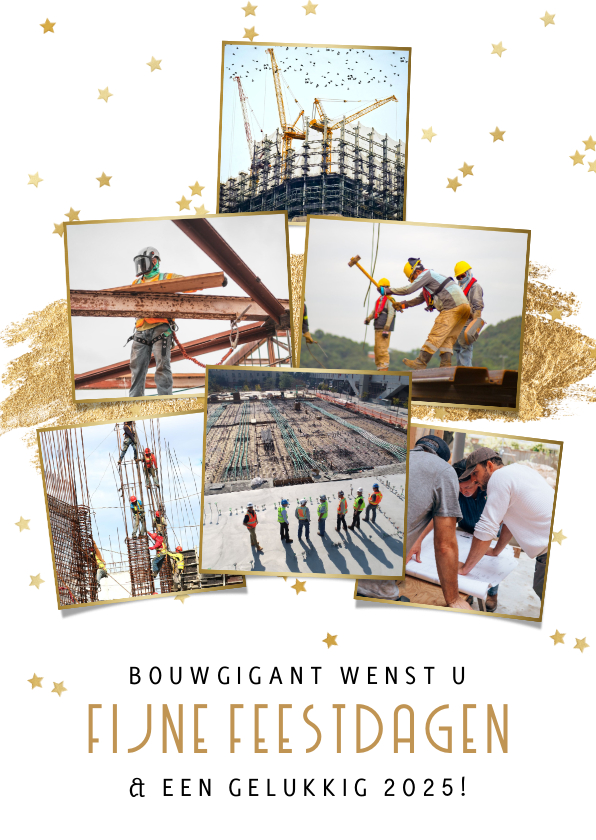 Zakelijke kerstkaarten - Stijlvolle zakelijke kerst collage kaart voor bouwbedrijf