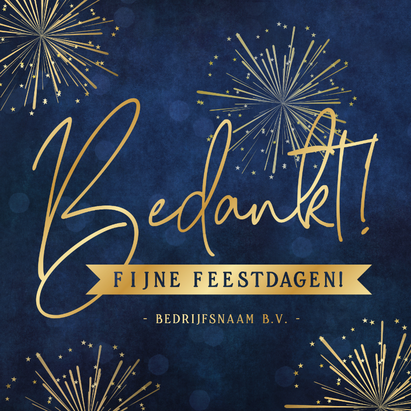 Zakelijke kerstkaarten - Stijlvolle zakelijke kerstkaart bedankt vuurwerk