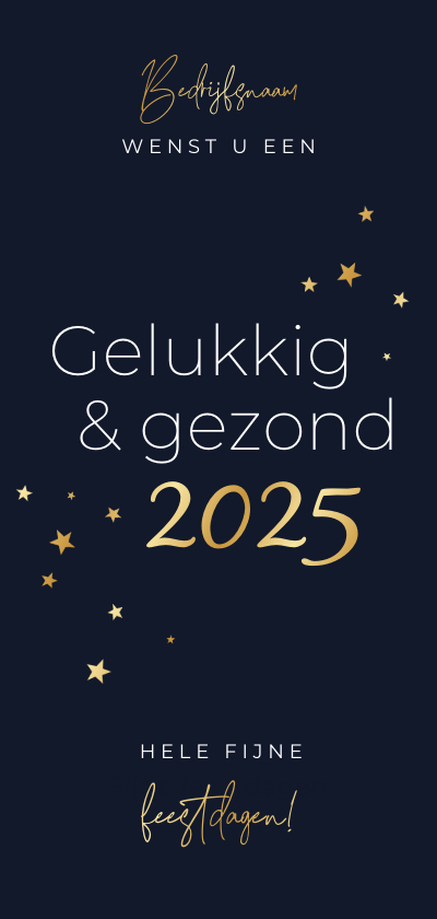 Zakelijke kerstkaarten - Stijlvolle zakelijke kerstkaart gouden sterretjes 2025