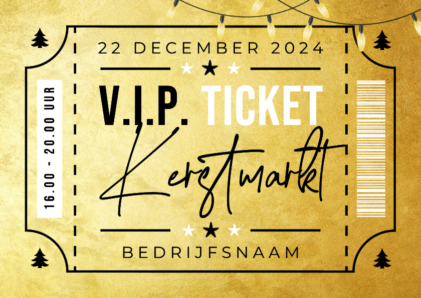 Zakelijke kerstkaarten - Ticket kerstmarkt uitnodiging kerstkaart bedankt medewerkers