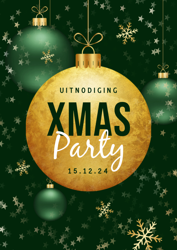 Zakelijke kerstkaarten - Uitnodiging kerst party zakelijk kerstballen borrel