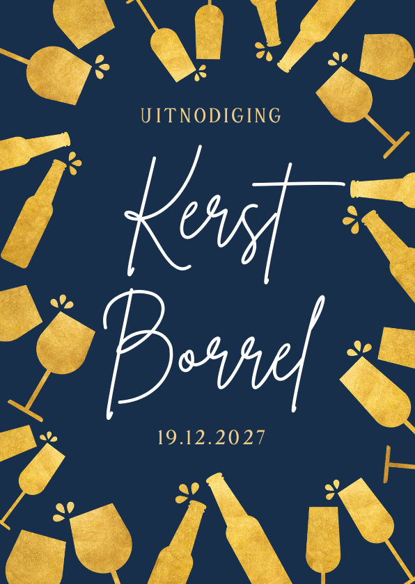 Zakelijke kerstkaarten - Uitnodiging zakelijke kerstborrel met bier en wijn