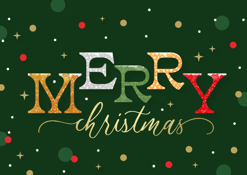 Zakelijke kerstkaarten - Vrolijke zakelijke kerstkaart typografie Merry Christmas