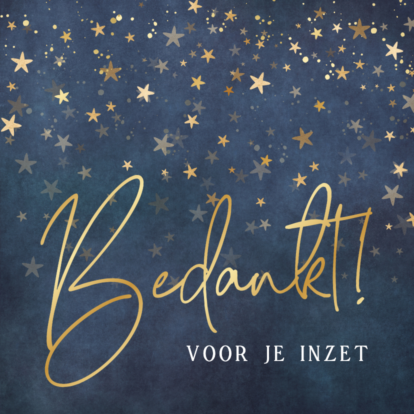 Zakelijke kerstkaarten - Zakelijke bedankkaart voor medewerkers gouden sterretjes