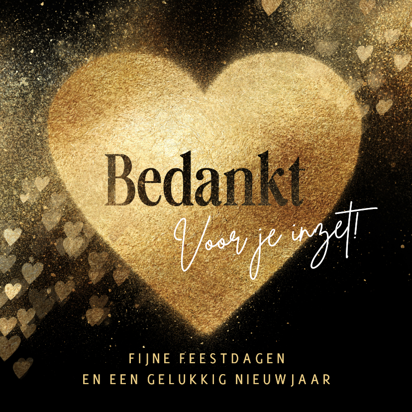 Zakelijke kerstkaarten - Zakelijke bedankt kerstkaart gouden hart