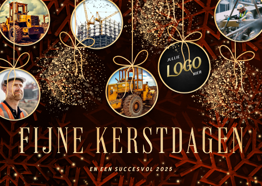 Zakelijke kerstkaarten - Zakelijke fotocollage kerstkaart met kerstballen rood