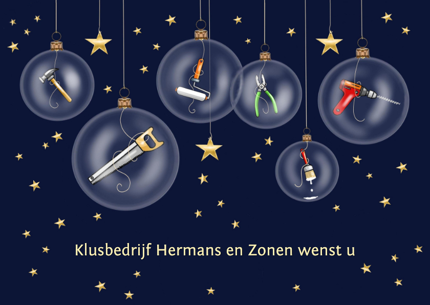 Zakelijke kerstkaarten - Zakelijke kerst - kerstballen met gereedschap