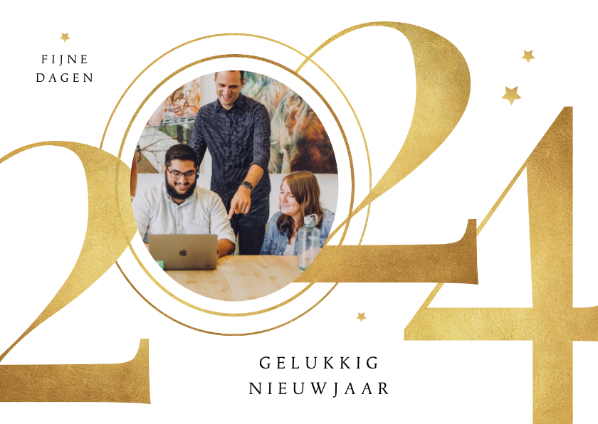 Zakelijke Kerstkaart 2024 Goud Sterren Stijlvol | Kaartje2go