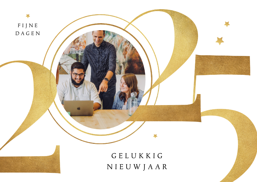 Zakelijke kerstkaarten - Zakelijke kerstkaart 2025 goud sterren stijlvol grafisch 