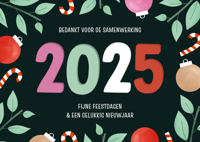 Zakelijke kerstkaarten - Zakelijke kerstkaart 2025 met kleurrijk kader