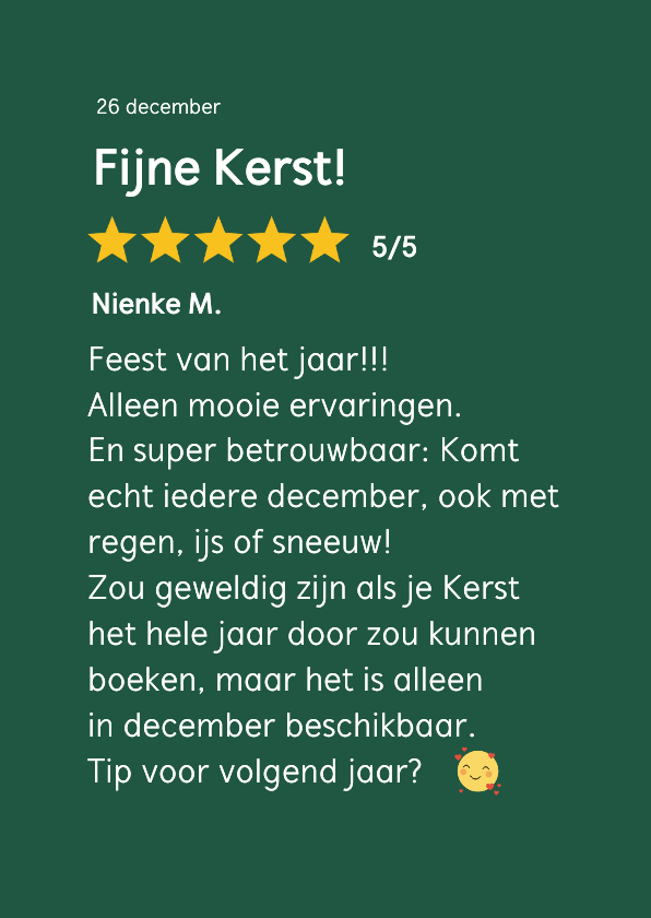 Zakelijke kerstkaarten - Zakelijke kerstkaart 5-sterren kerst