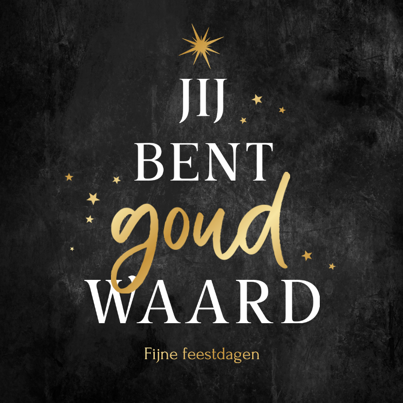 Zakelijke kerstkaarten - Zakelijke kerstkaart bedankt goud waard kerstboom sterren