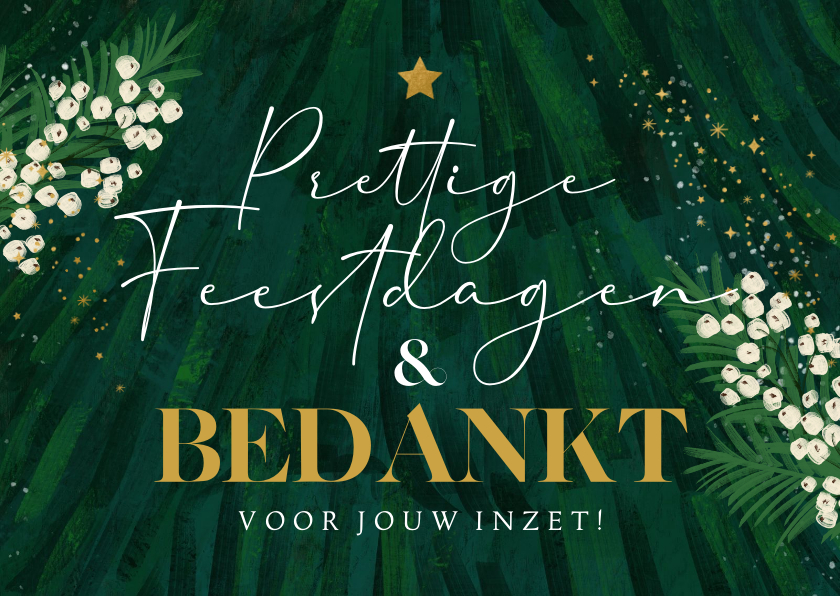 Zakelijke kerstkaarten - Zakelijke kerstkaart 'Bedankt' kerstboom abstract goud ster