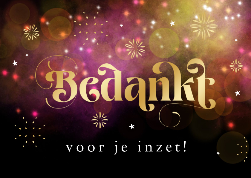 Zakelijke kerstkaarten - Zakelijke kerstkaart bedankt voor je inzet vuurwerk sterren