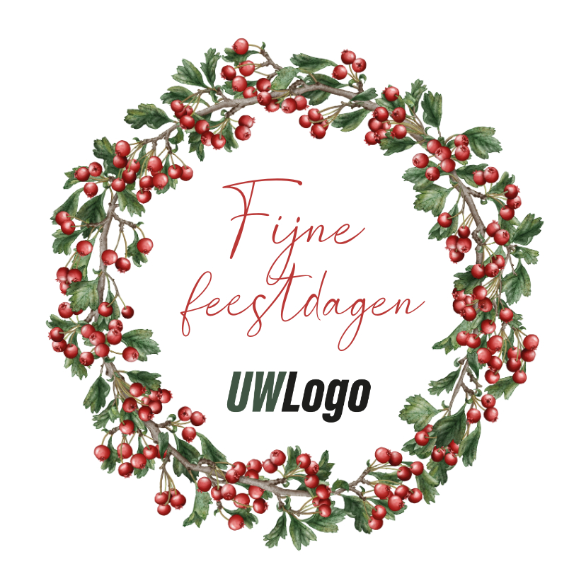 Zakelijke kerstkaarten - Zakelijke kerstkaart besjes takken eigen logo