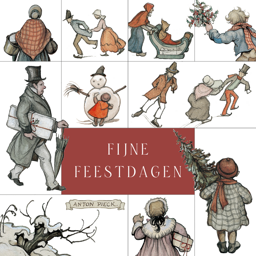 Zakelijke kerstkaarten - Zakelijke kerstkaart collage Anton Pieck