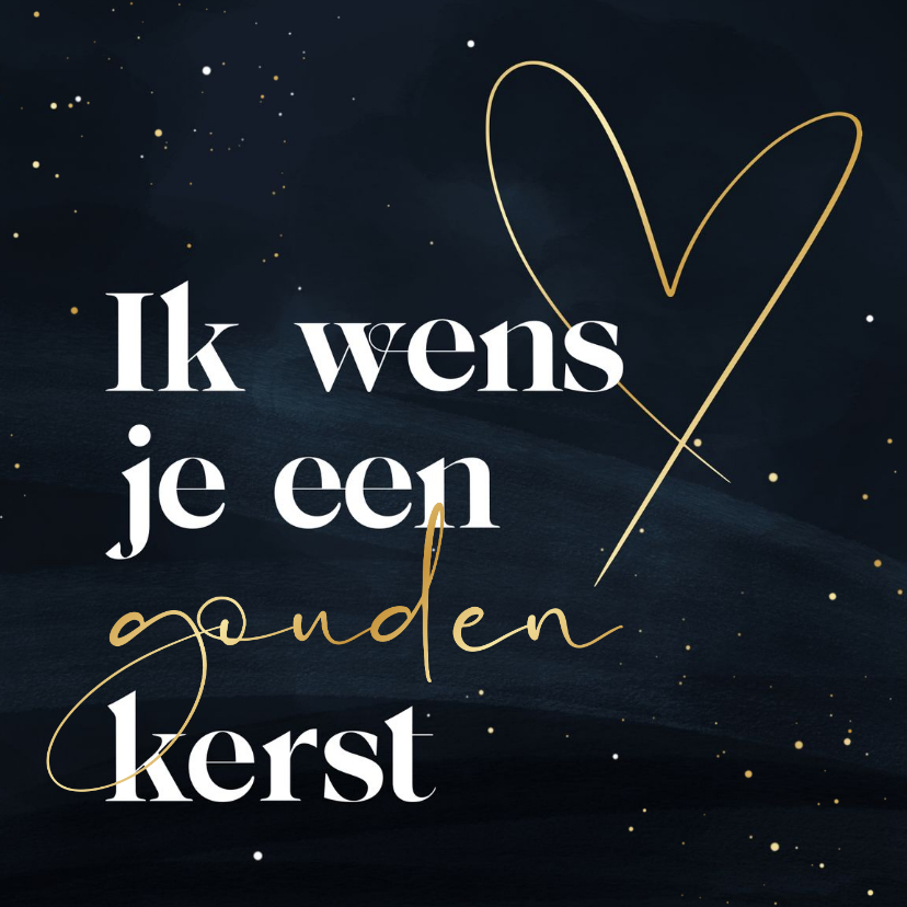 Zakelijke kerstkaarten - Zakelijke kerstkaart gouden kerst donkerblauw met hart