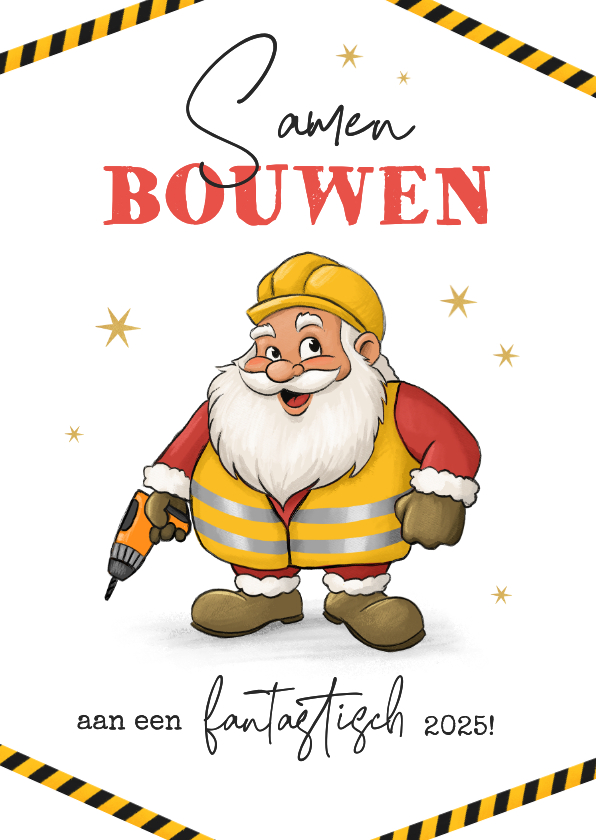 Zakelijke kerstkaarten - Zakelijke kerstkaart grappig kerstman bouwbedrijf bouw