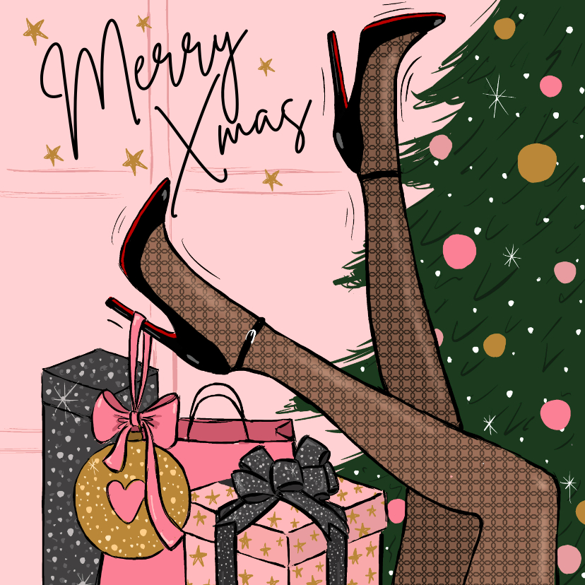 Zakelijke kerstkaarten - Zakelijke kerstkaart kerstboom fashion illustratie