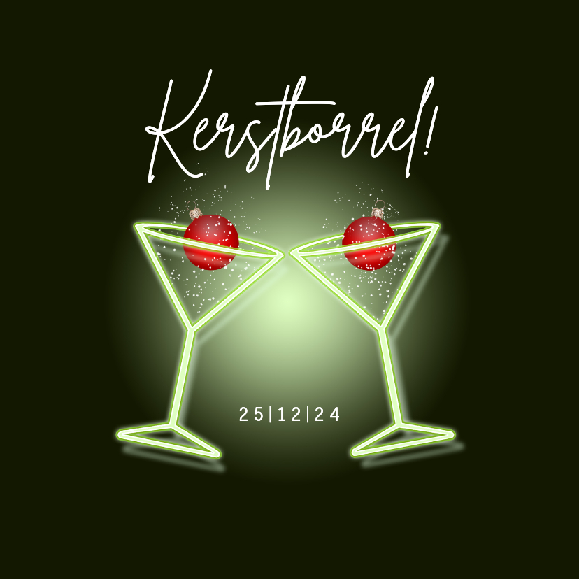 Zakelijke kerstkaarten - Zakelijke kerstkaart kerstborrel cocktailglazen