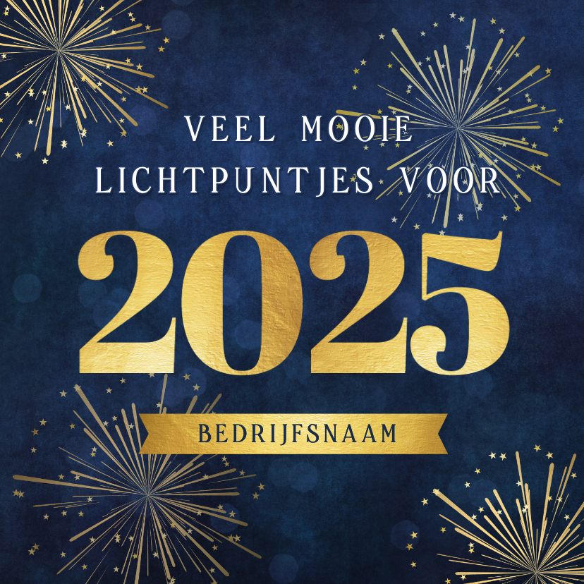 Zakelijke kerstkaarten - Zakelijke kerstkaart lichtpuntjes 2025 vuurwerk donkerblauw