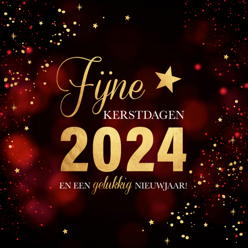 Zakelijke Kerstkaart Rood Jaartal 2024 Goudlook | Kaartje2go