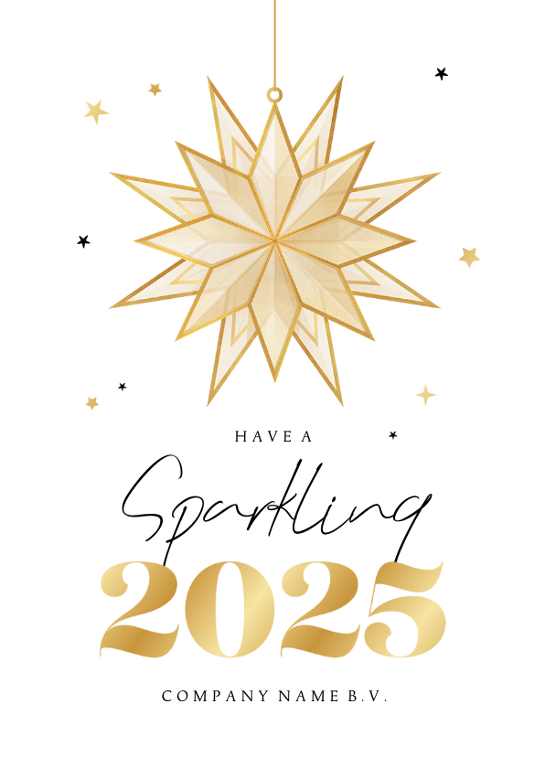 Zakelijke kerstkaarten - Zakelijke kerstkaart sparkling 2025 sterren goud stijlvol