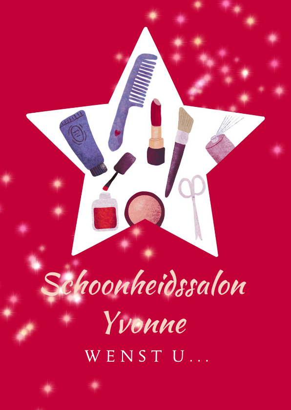 Zakelijke kerstkaarten - Zakelijke kerstkaart voor kapster of schoonheidssalon 