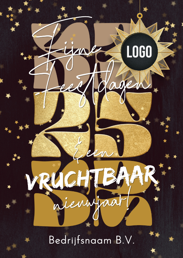 Zakelijke kerstkaarten - Zakelijke kerstkaart vruchtbaar nieuwjaar sterren logo